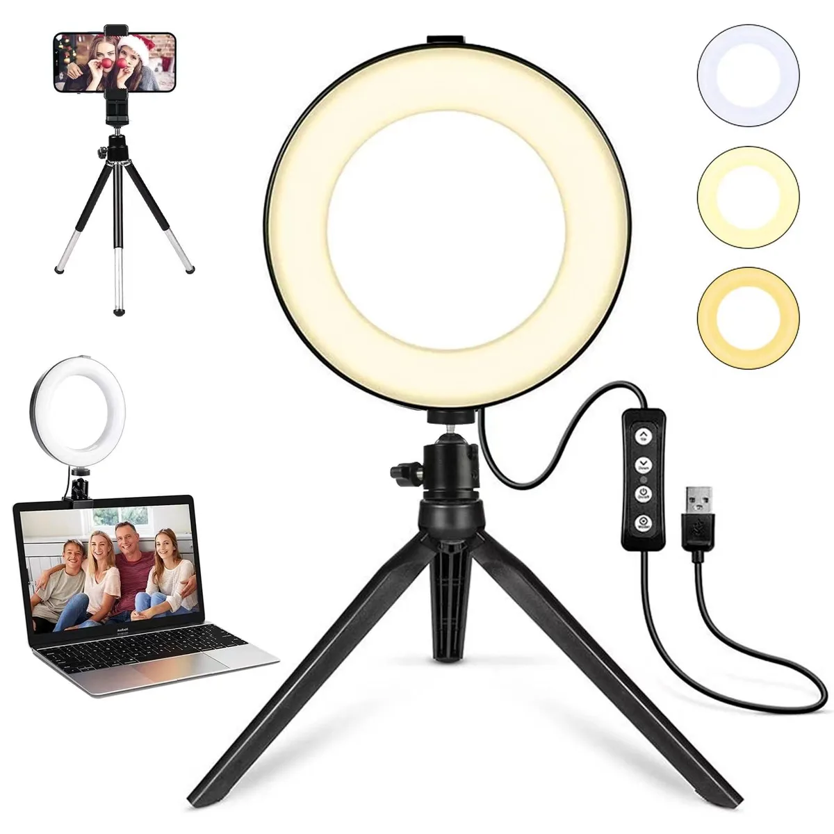 MACTREM 6B 6" LED Ring Light with Tripod & Clamp — product photo