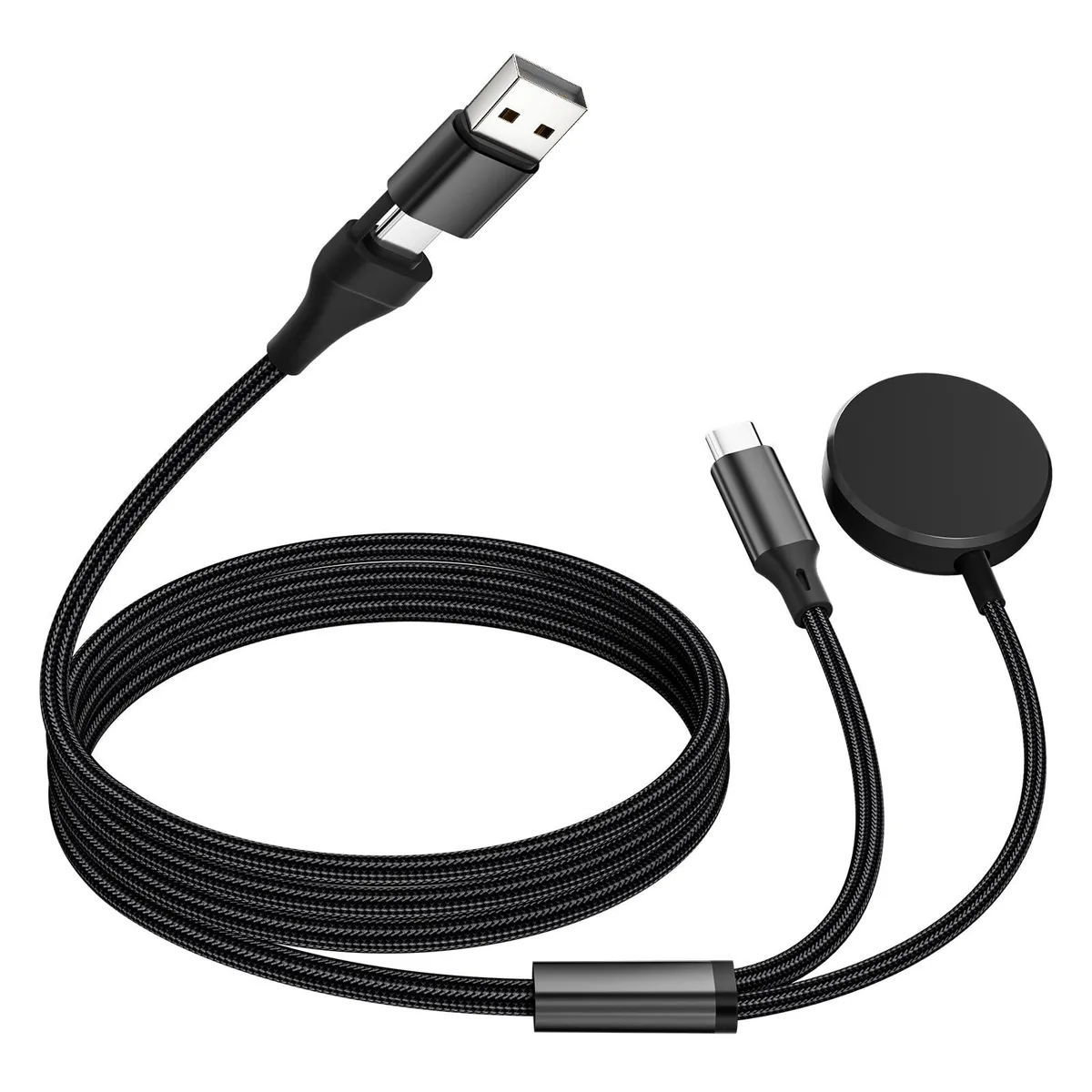 No Sew No Sew 2-in-1 USB-C &amp; USB-A Magnetic Charger Cable 48" 12W Black — product photo