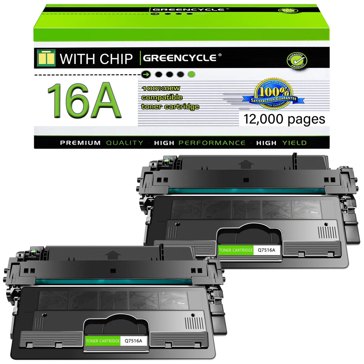 GREENCYCLE GREENCYCLE Q7516A High-Yield Toner Cartridge 2-Pack Black 12000 Pages — product photo