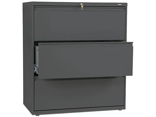 HON HON 883LS 800 Series 36" Three-Drawer Lateral File Charcoal — product photo