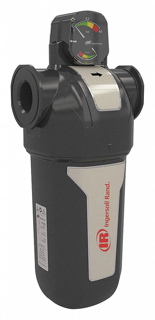 Silver aluminium filter housing with 3/4 NPT ports and automatic drain