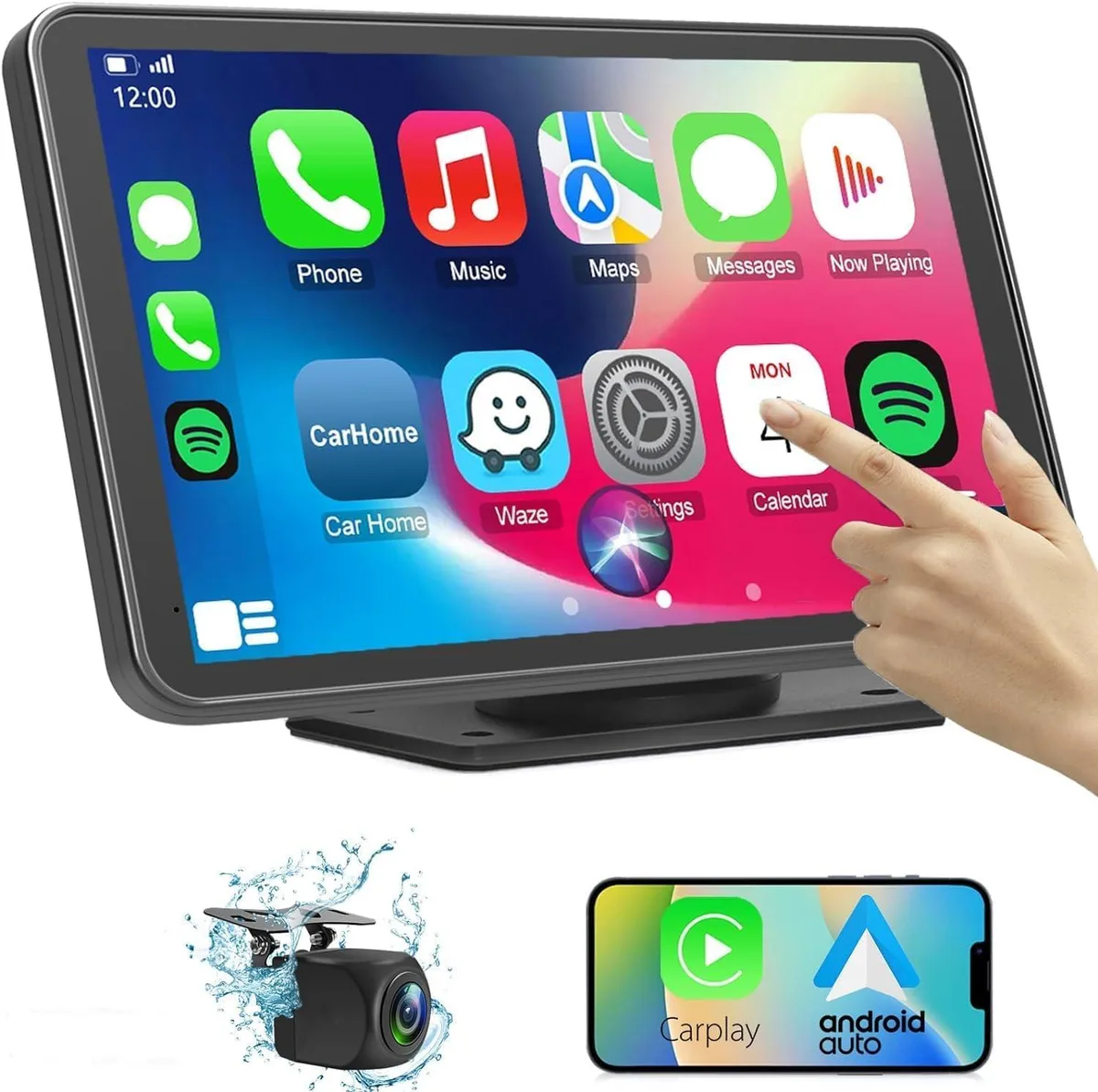  Audiovox BN01 car hd radio 7" 1024x600 wireless CarPlay Android Auto backup camera — product photo