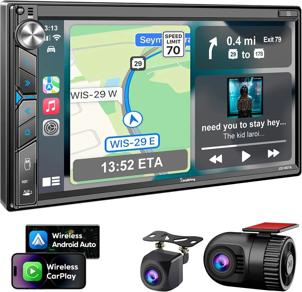 WUQ WUQ Double Din Car Stereo with Dash Cam 7" HD Touchscreen 1024x600 1080P — product photo