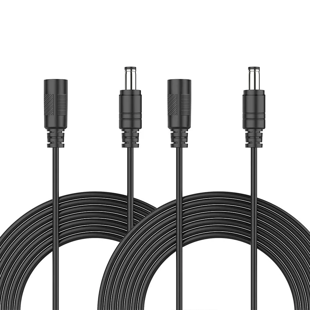  Wefomey 3M-2PC-B&amp;W 10ft 5.5mm x 2.1mm DC power extension cord 2-pack — product photo