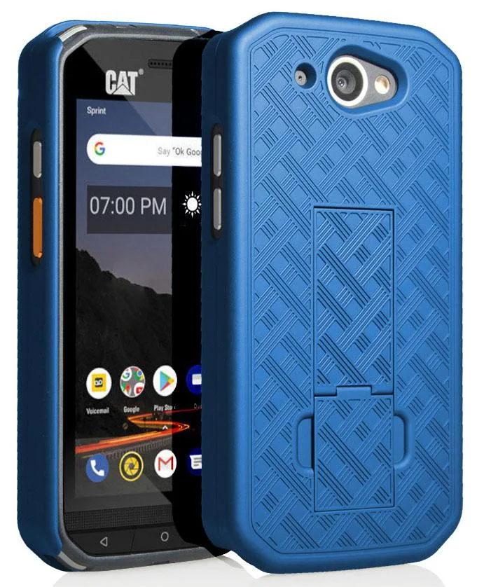 Nakedcellphone Nakedcellphone Ribbed Slim Case with Kickstand Cobalt Blue for CAT S48c — product photo