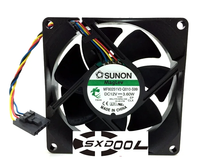 SXDOOL SXDOOL MF80251V2-Q010-S99 80x80x25mm 12V 3.60W Maglev Dell 4-wire 5-pin case fan — product photo