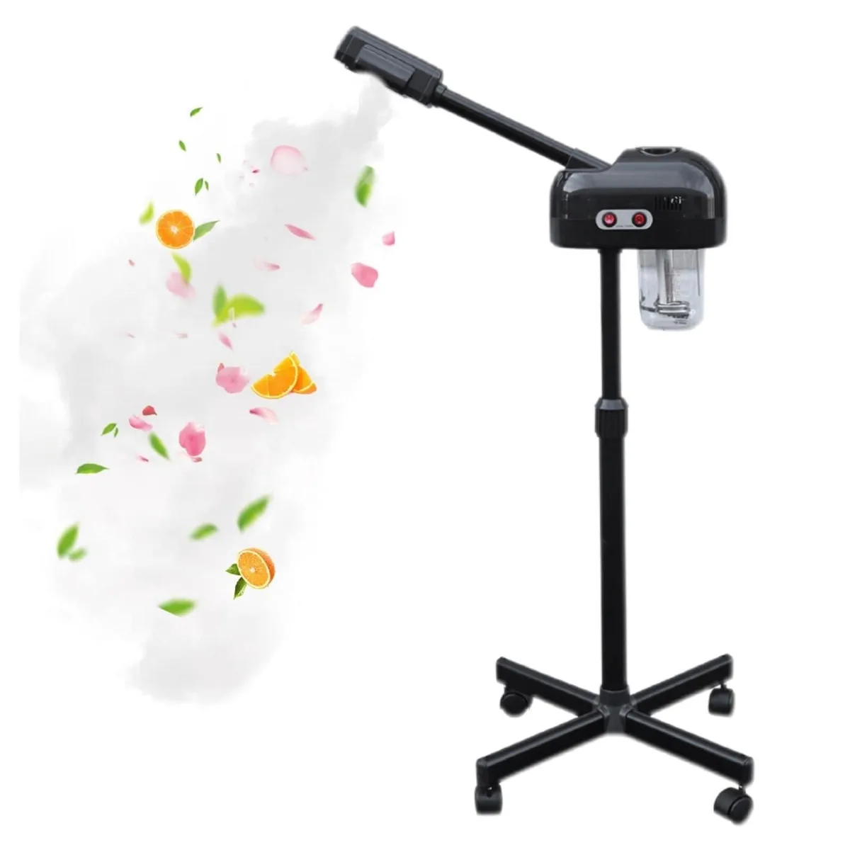  KeruRome Facial Steamer 800W 750ml Black 360° Rotatable Nozzle Adjustable Height 44.1-52in — product photo
