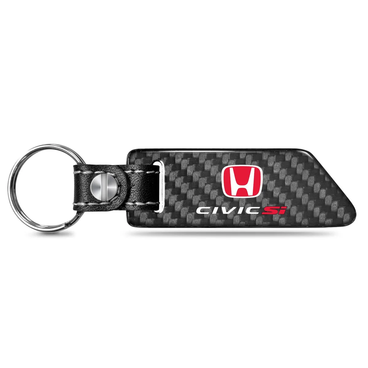 iPick Image, LLC iPick Image, LLC Honda Civic Si Red Logo Carbon Fiber Leather Key Chain — product photo