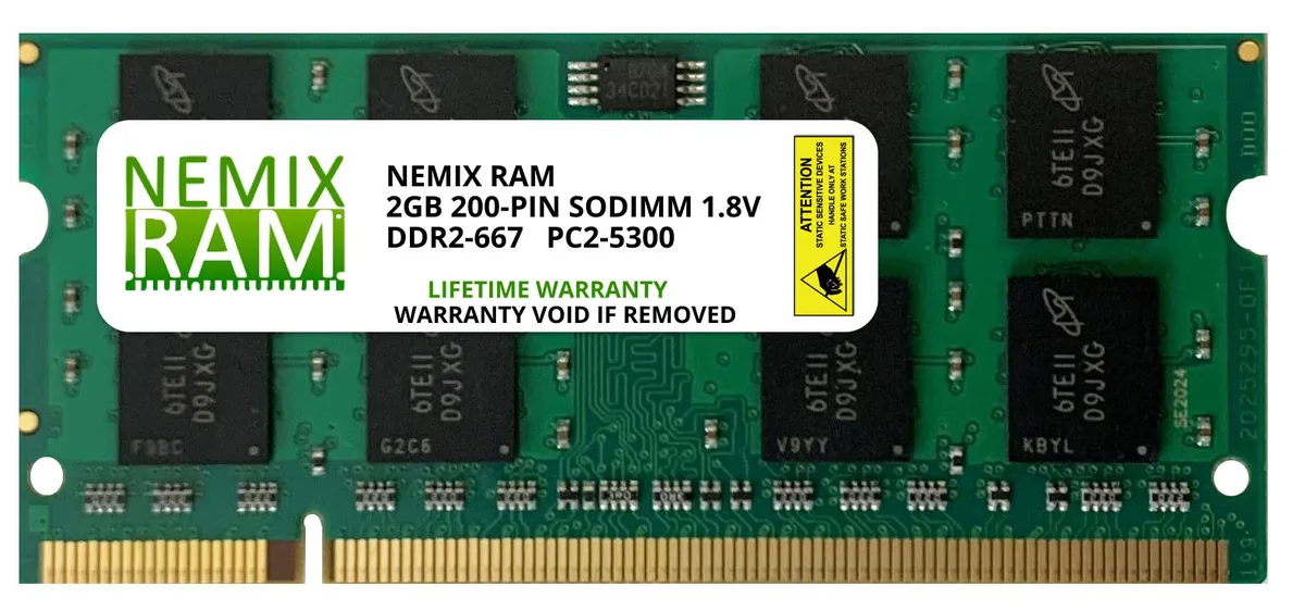 NEMIX RAM NEMIX RAM 2GB DDR2 667MHz PC2-5300 CL5 1.8V 200-Pin SODIMM Laptop RAM — product photo