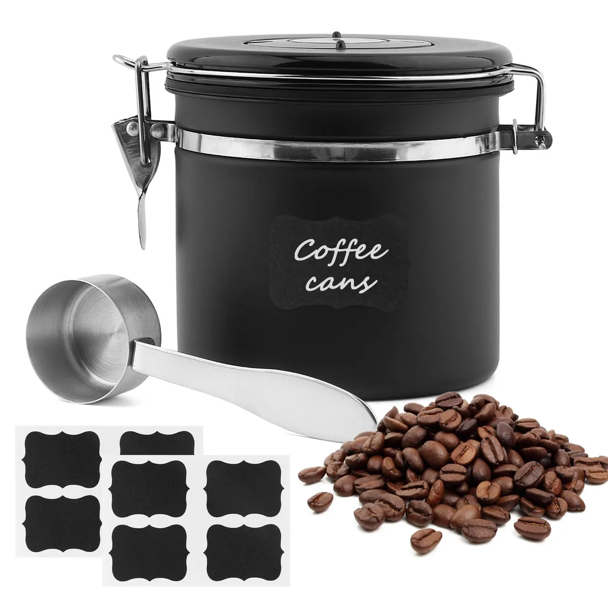 Restynic Coffee Storage Canister 1.2 L Black with CO2 Valve and Date Tracker — product photo