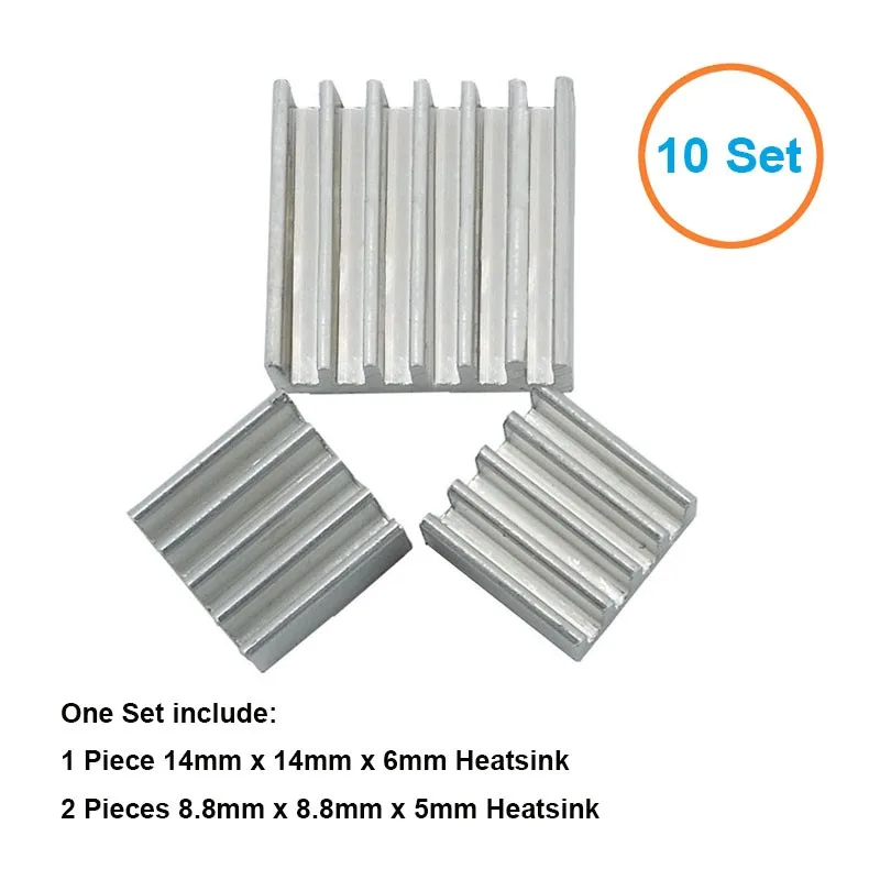 EN-Labs EN-Labs Aluminium Heatsink Set 10×3 pcs Raspberry Pi 2 A A+ B B+ Silver — product photo