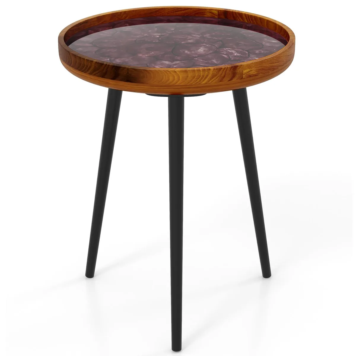 SlickBlue SlickBlue 16 Inch Round End Table Sea Shell Epoxy Brown — product photo