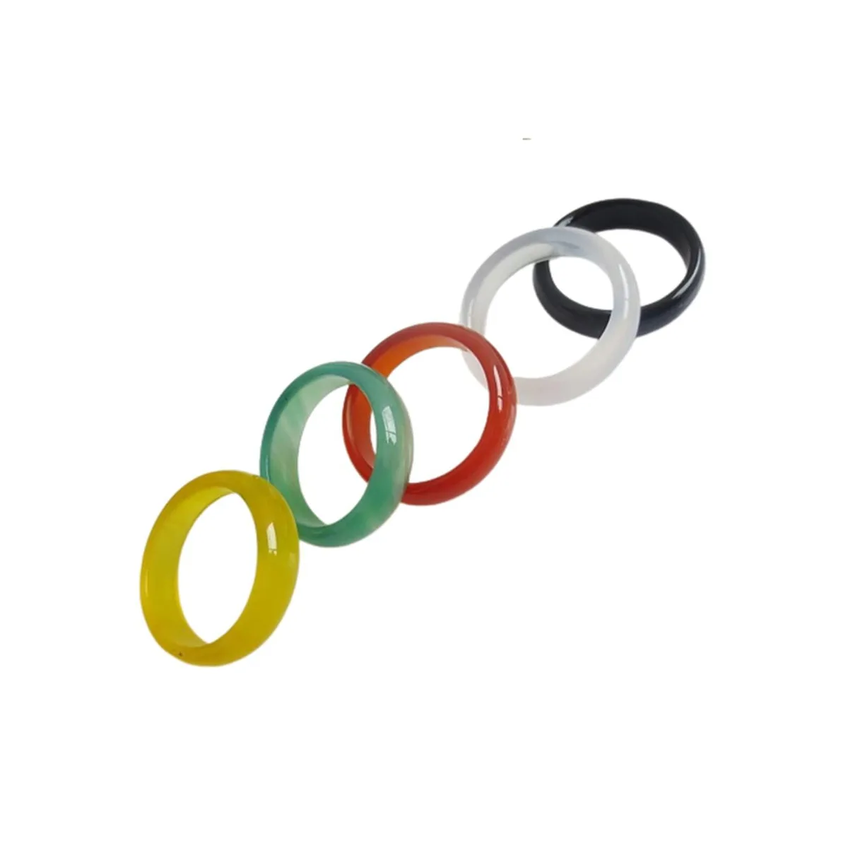 Soyzvteo Gemstone Band Ring Set 5pcs 6mm Jade Agate 16-18mm Adjustable — product photo