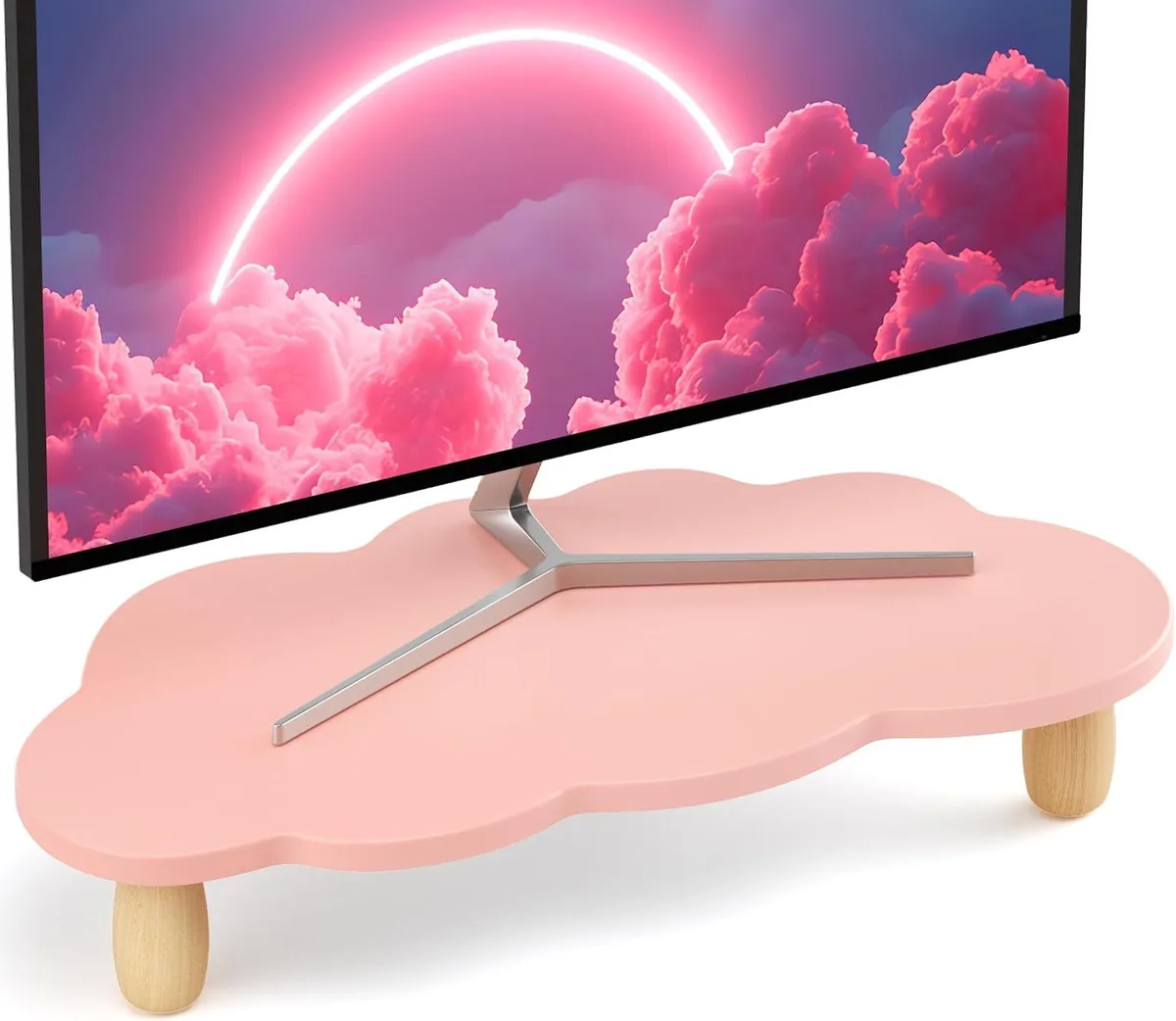 PISKEKAT PISKEKAT Cloud-Shaped Monitor Stand Riser Pink — product photo