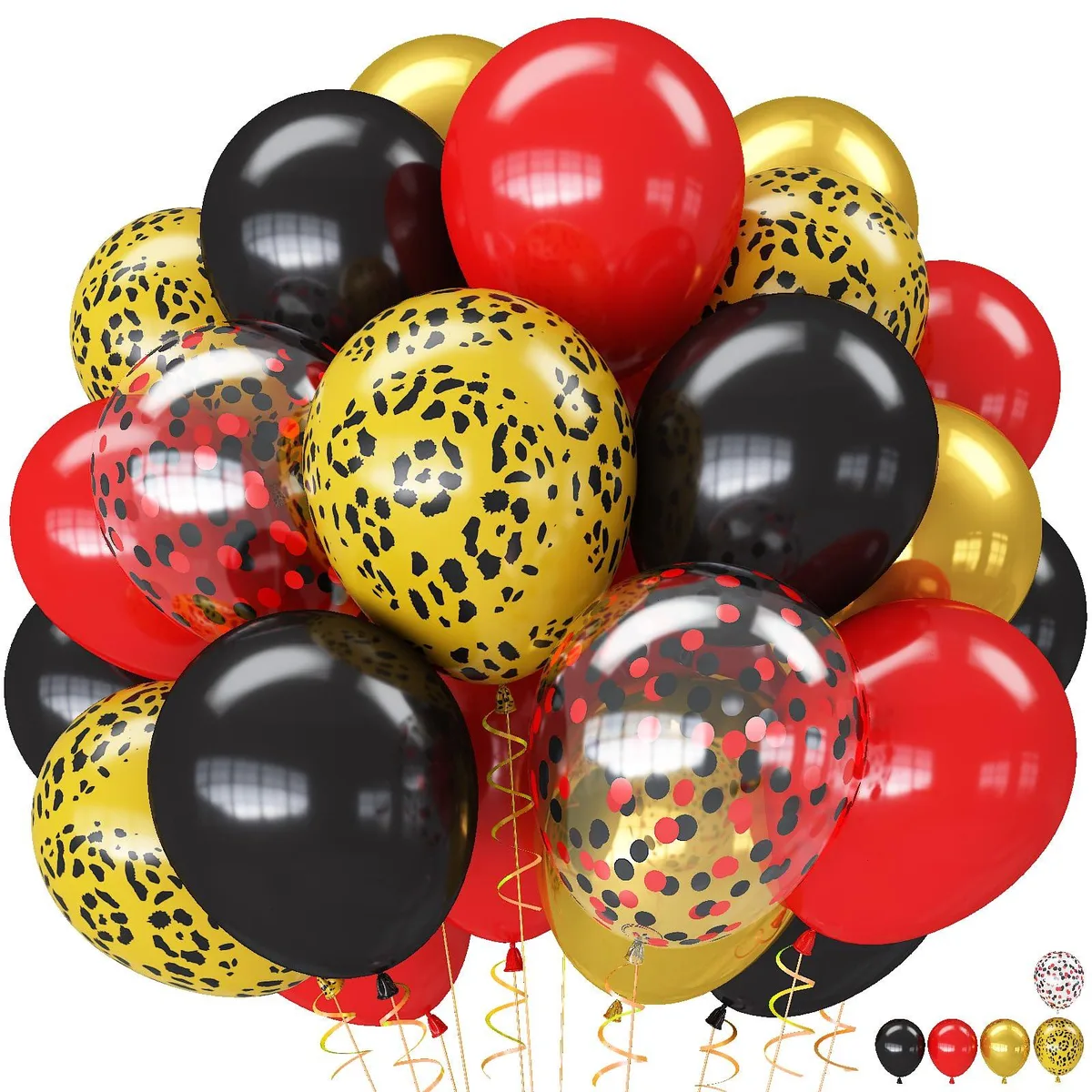 TAOYE Cheetah Balloons 60pcs 12in Black Red Gold Leopard Print Confetti — product photo