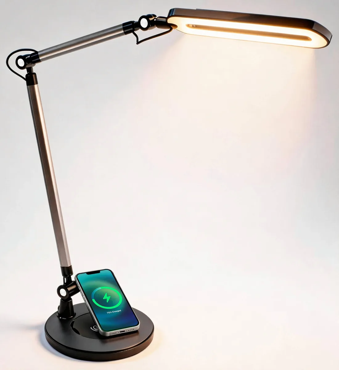  OTUS DL-006 32" Adjustable Swing Arm Desk Lamp 10W 600lm 120 LED 3000K 4000K 6000K Wireless Charging 10W Black — product photo