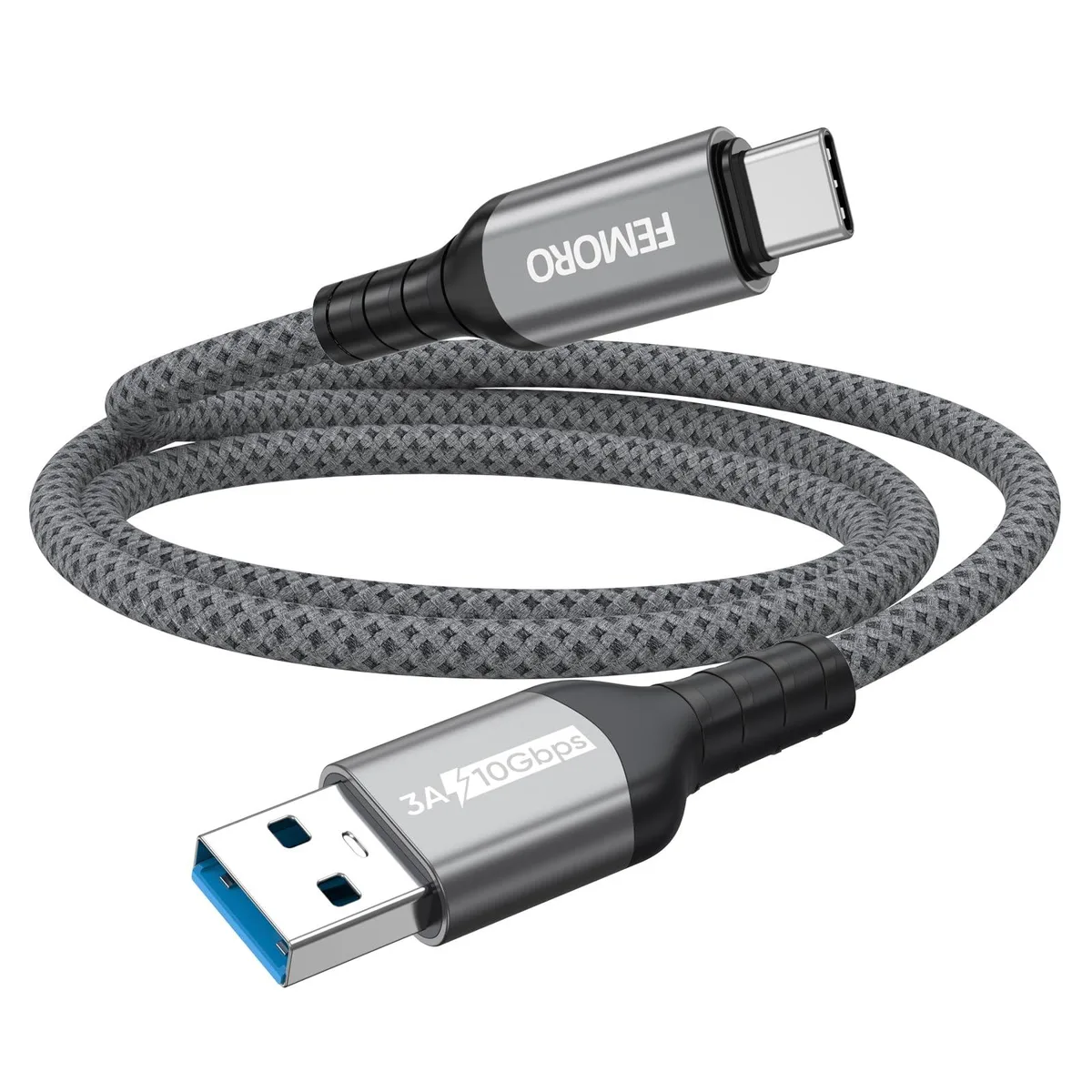 No Sew No Sew USB A to USB C Data Cable 3ft Grey 10Gbps — product photo