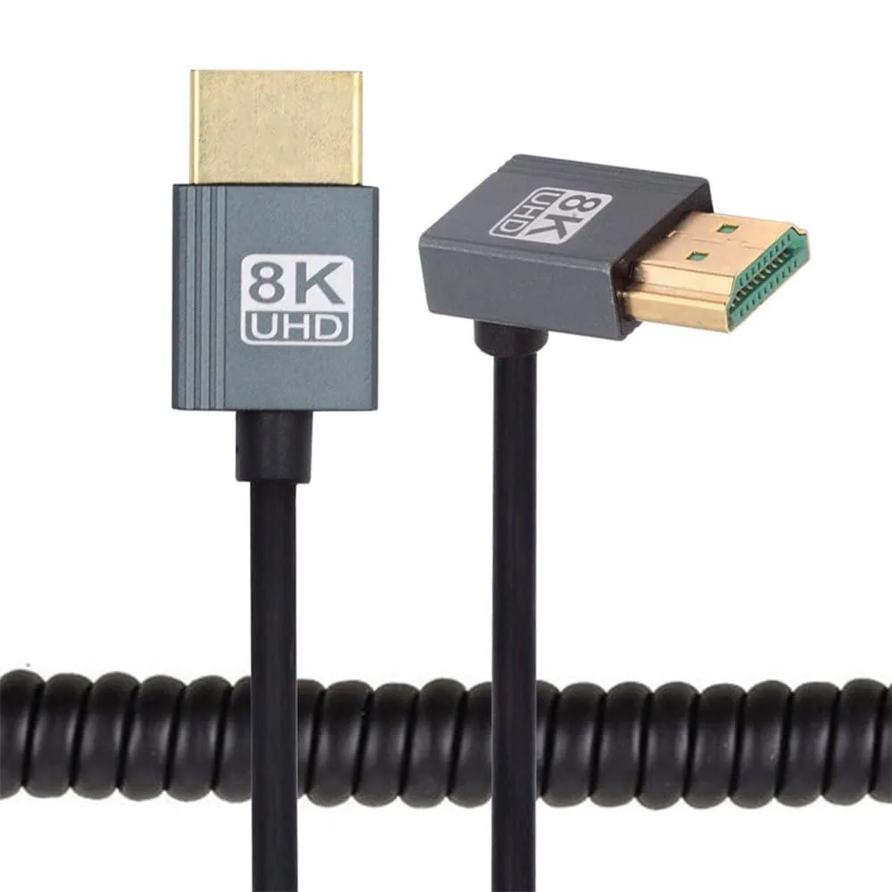 LORDWORLD LORDWORLD Up Angled HDMI 2.1 Male to Male Coiled Cable 90 Degree 8K 60Hz 100cm — product photo