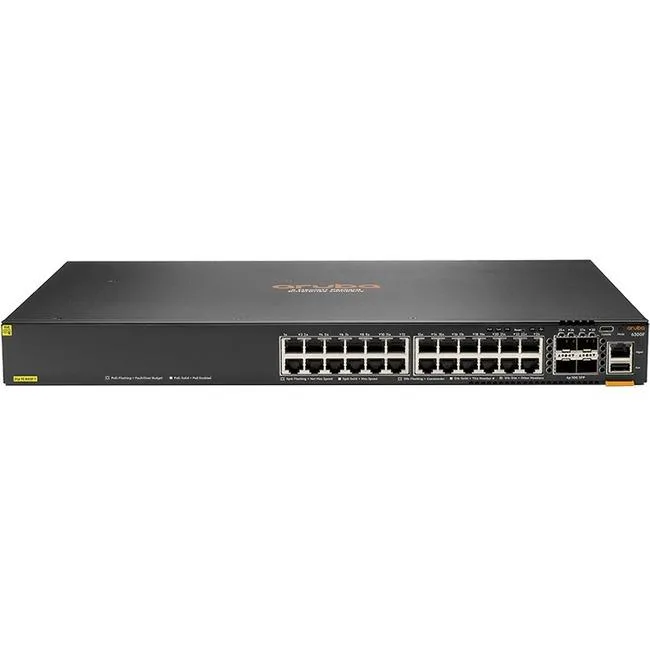 HP HP JL666A#ABA Aruba CX 6300F 24-port 1GbE Class 4 PoE 4-port SFP56 network switch — product photo