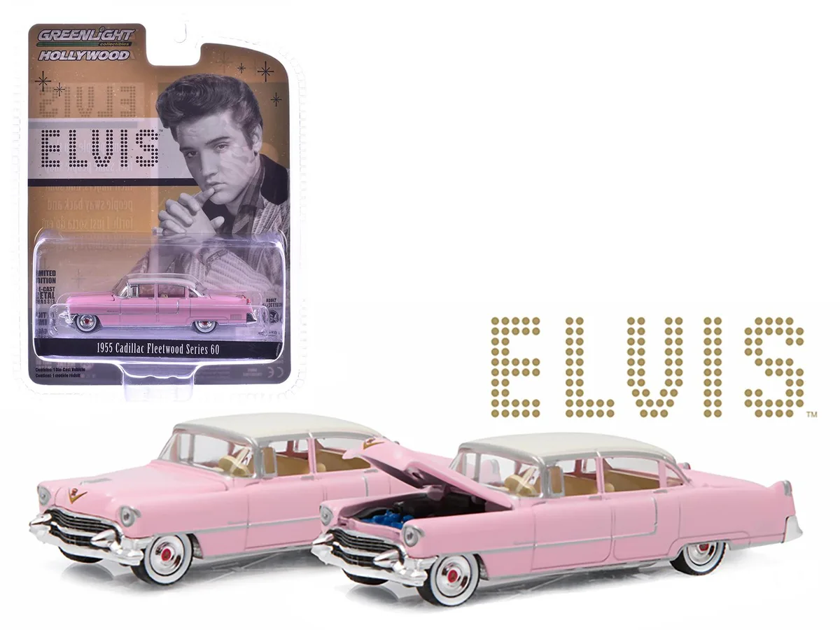 GREENLIGHT GREENLIGHT 1955 Cadillac Fleetwood Series 60 Special Elvis Presley Pink Cadillac 1/64 Diecast Vehicle — product photo
