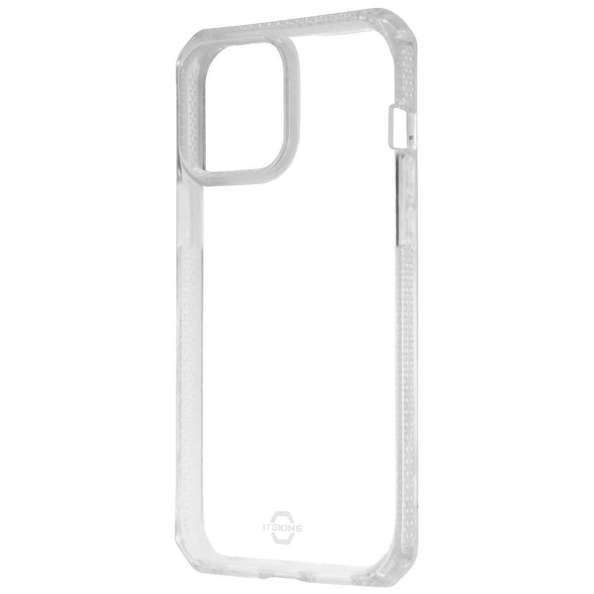 Clear rigid plastic fitted case for iPhone 12 Pro Max with transparent finish and shockproof air cushion corners