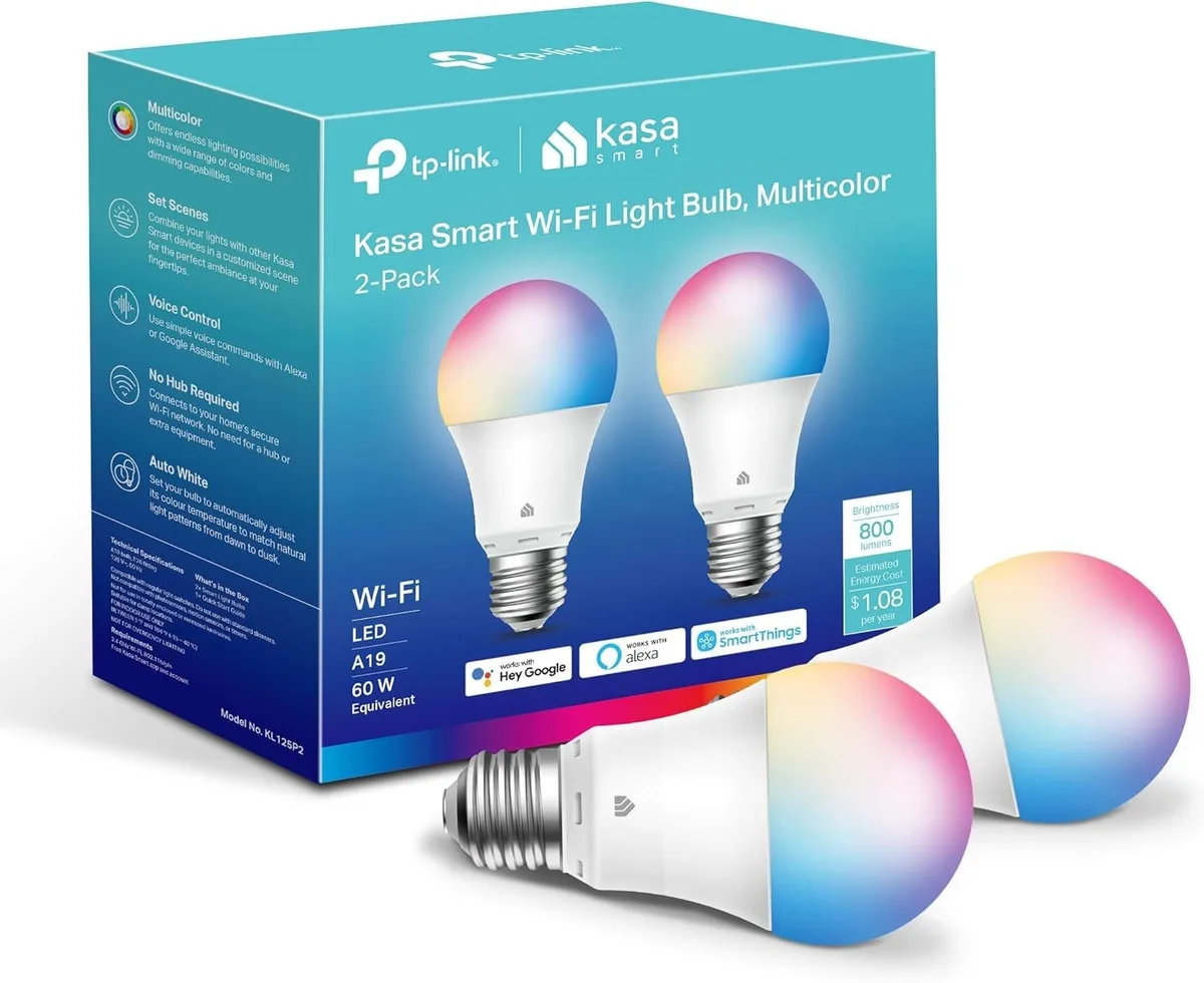 Two standard A19 LED smart bulbs in white finish