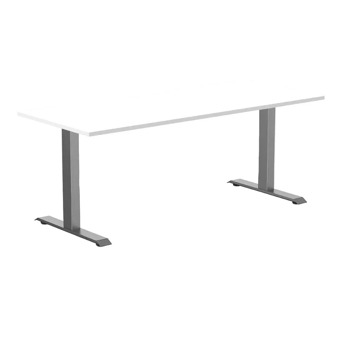 Desky Desky Zero Scalloped Laminate Desk White 70.9 x 29.5 in Space Gray — product photo