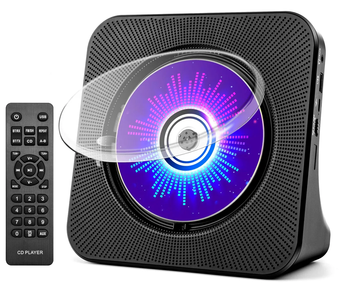  ROADOM Portable CD Player Bluetooth FM Radio Black — product photo
