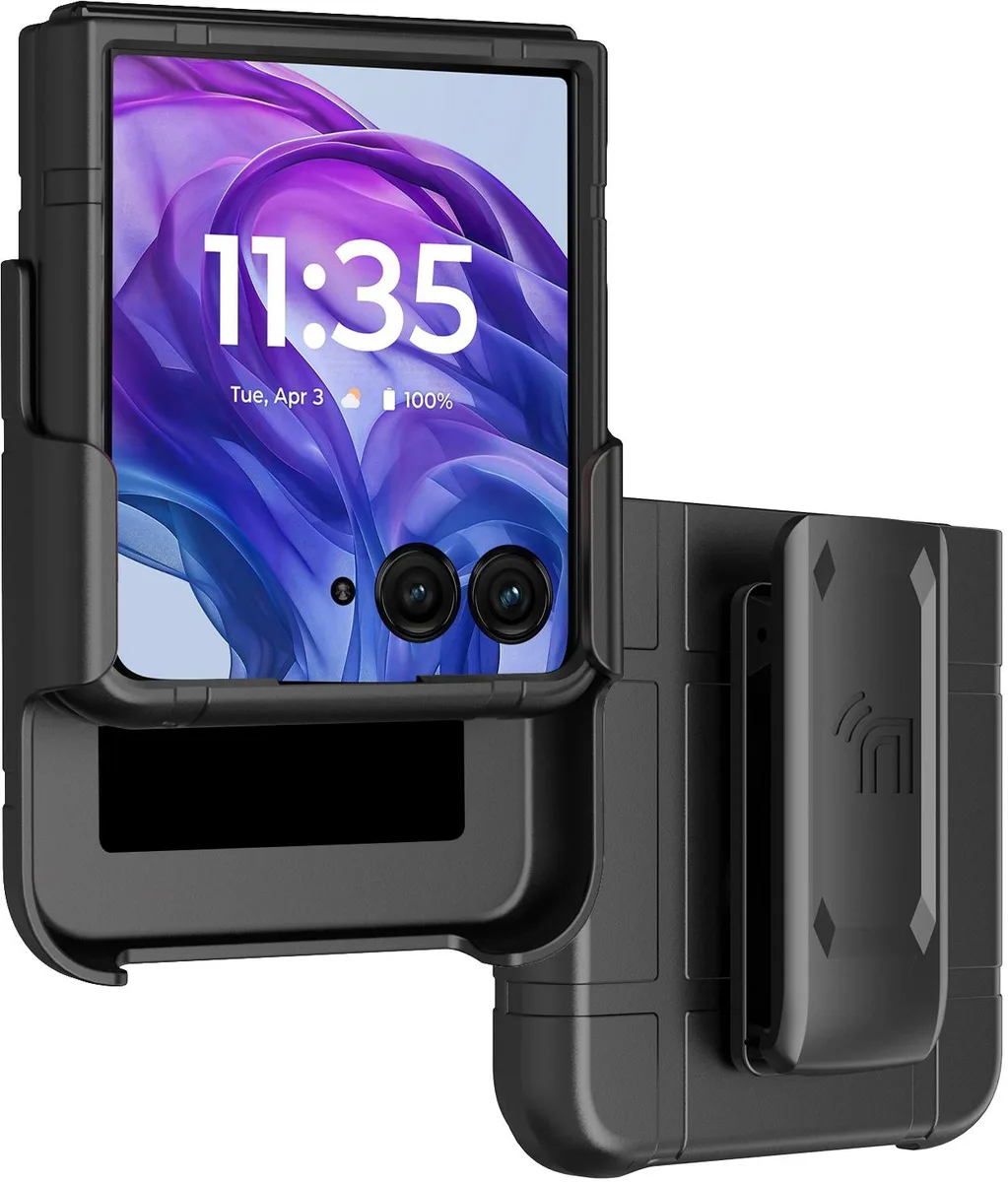 Nakedcellphone Nakedcellphone Case &amp; Belt Clip Holster for Motorola RAZR+ 2024 2025 2026 Black — product photo
