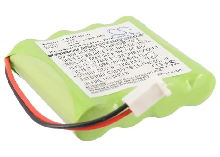 Rectangular black replacement battery with label and connector terminals