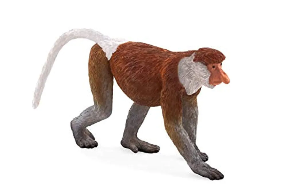 Hand-painted proboscis monkey action figure with detailed fur and distinctive long nose