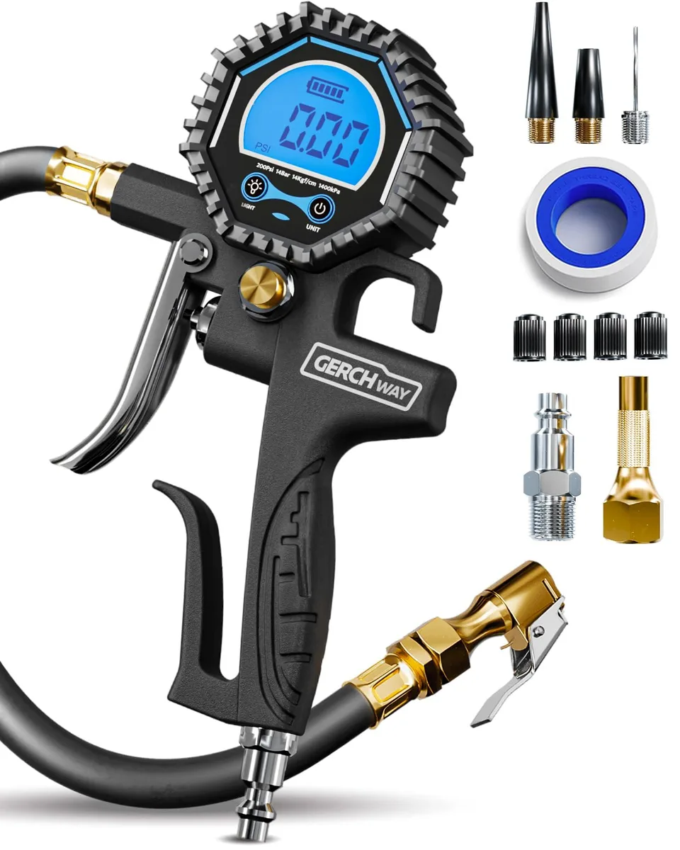 KEHIPI KEHIPI Digital Tire Pressure Gauge Inflator 3-200 PSI 0.1 Res — product photo