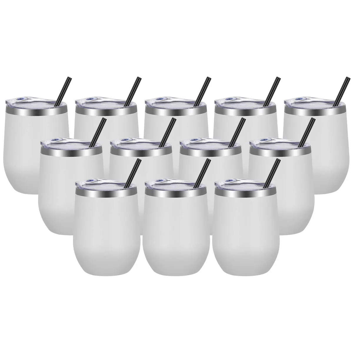  VEGOND White 12oz Stainless Steel Wine Tumbler 12 Pack — product photo
