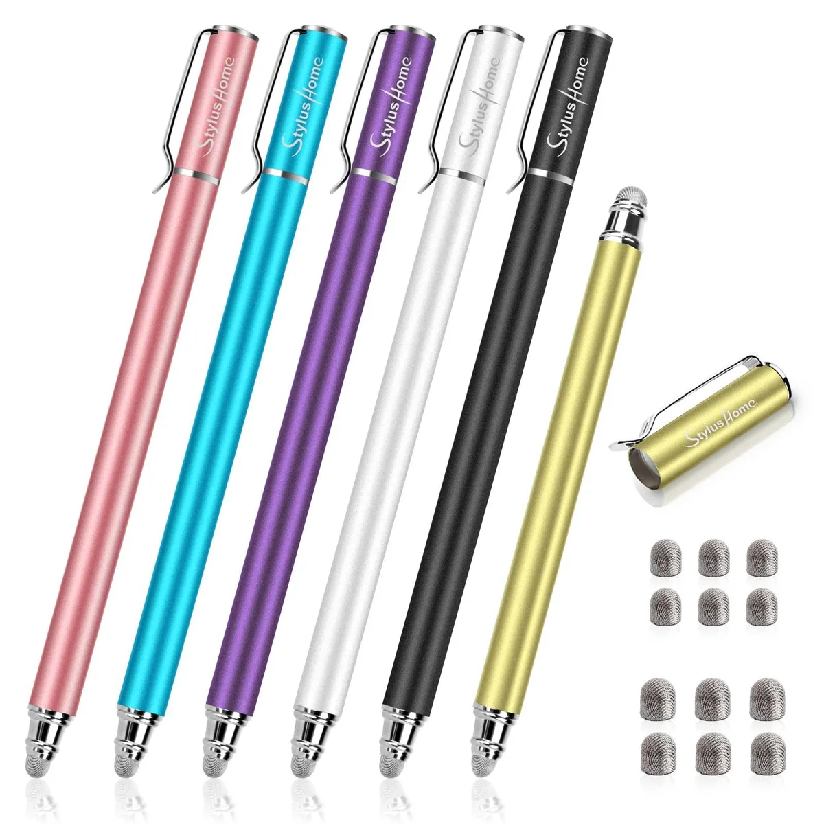  STYLUSHOME 6-pack Multicolour 2-in-1 Fiber Tip Stylus Pens — product photo