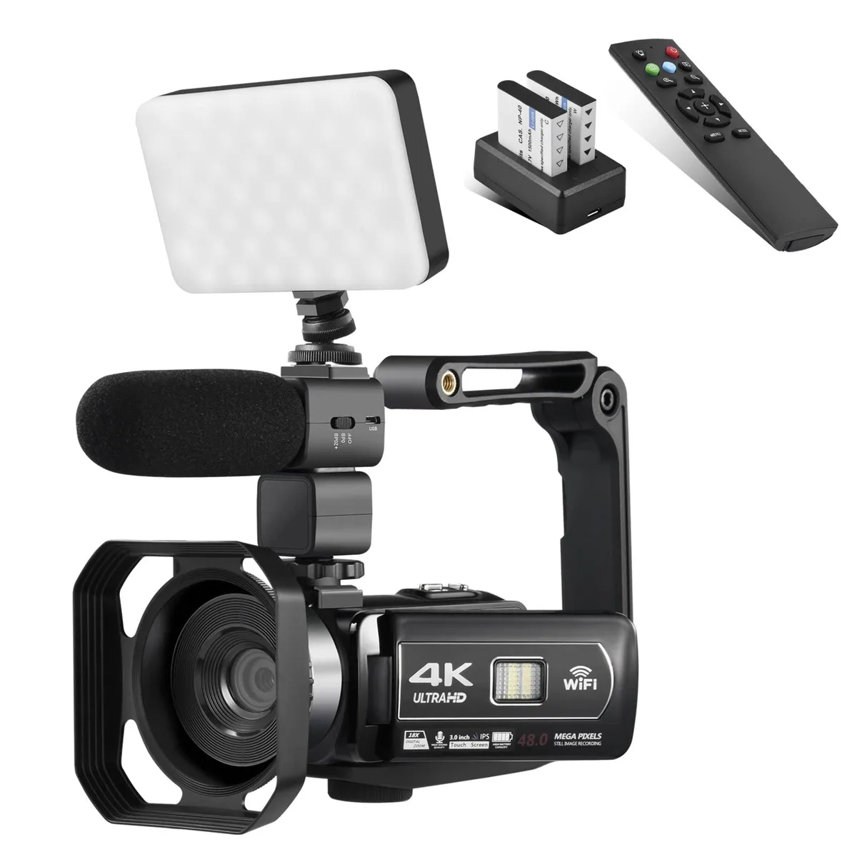 BOYIFZ BOYIFZ 4K 48MP 18× Zoom 3.0″ IPS 270° Touch Night Vision 2 Batteries Black — product photo