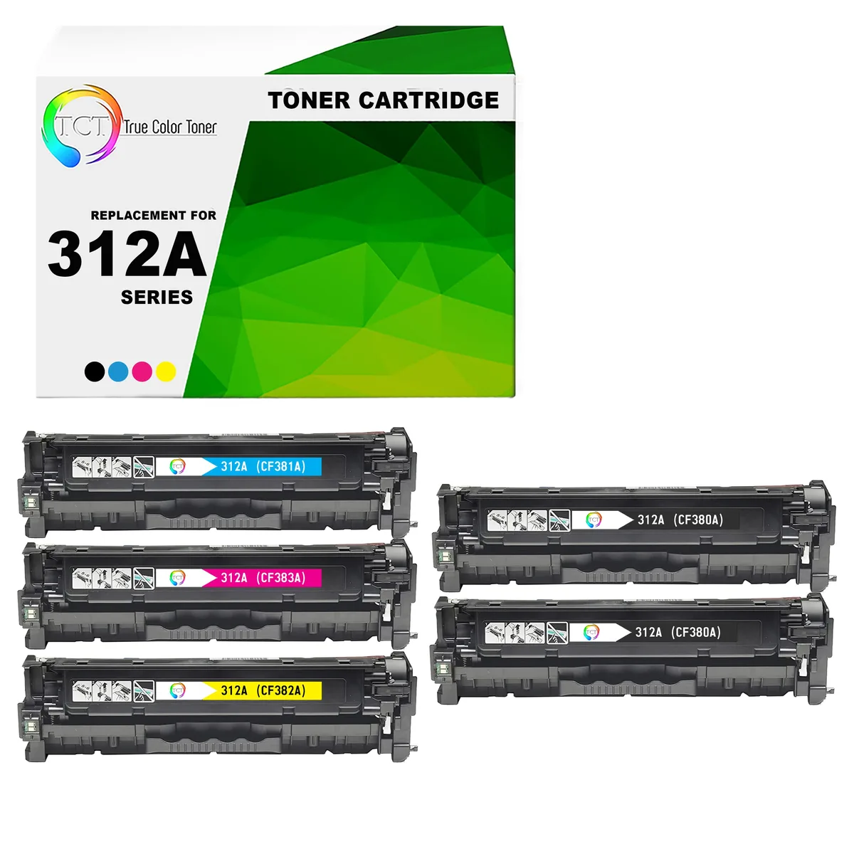 True Color Toner True Color Toner 312A 5-pack toner cartridge CF380A CF381A CF382A CF383A — product photo