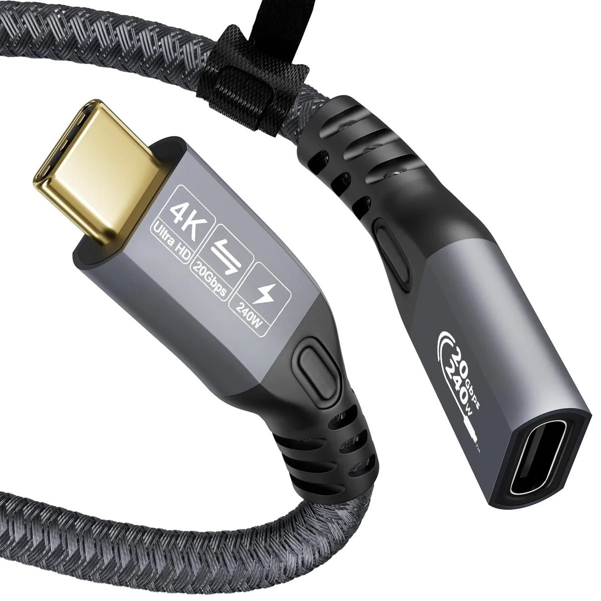BUCIER BUCIER F0404 USB-C 3.2 Gen2×2 20Gbps 240W 4K@60Hz Male-Female Extension Cable 0.25m — product photo