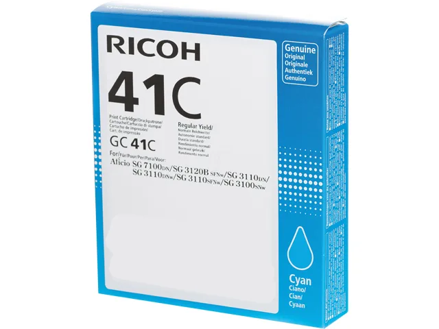 Ricoh Ricoh 405762 GC 41C Cyan Ink Cartridge 2200 Pages — product photo