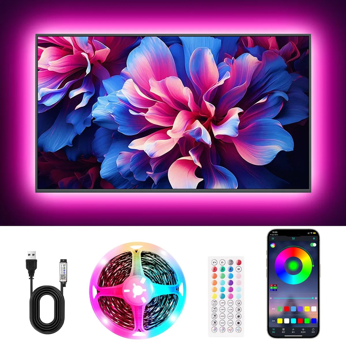 TP-LINK USB132 13.2ft RGB LED strip lighting — product photo