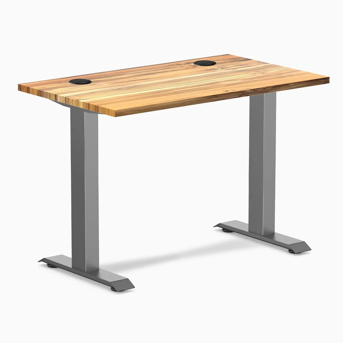 Desky Desky Zero Mini Hardwood Desk Teak Space Gray 40 x 24 in with Grommets — product photo
