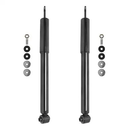 Two silver rear shock absorbers in a kit