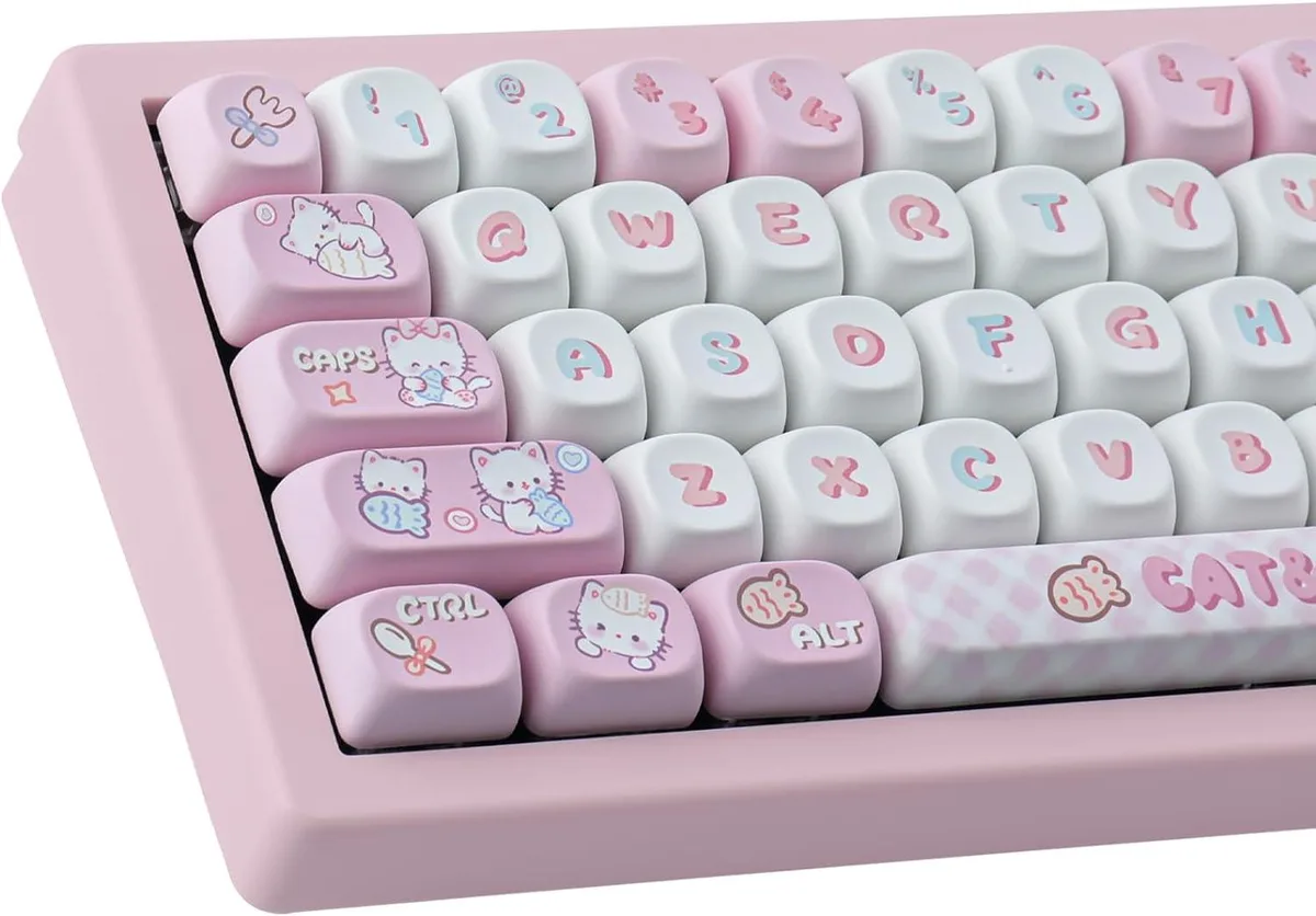 BFKK BFKK PBT Cute Kitty-cat Keycaps Set 140 Keys Dye-Sublimation MOA Profile — product photo