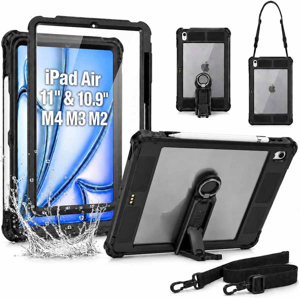 Leelbox Leelbox Waterproof Case iPad Air 11 Inch M4 2026 M3 2025 M2 2024 Black — product photo