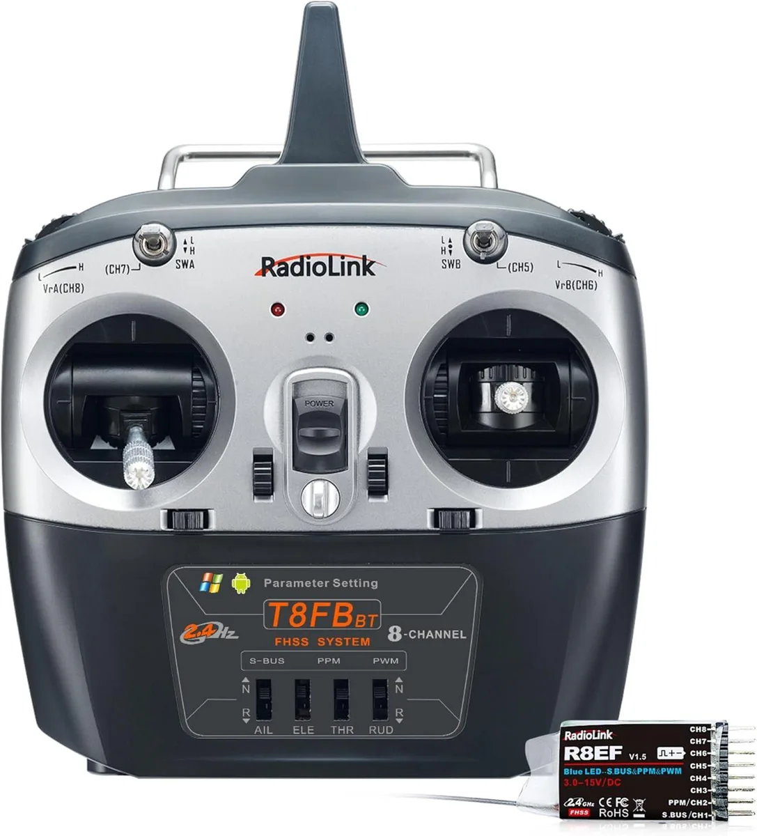 WUQ WUQ T8FB 8-Channel 2.4GHz RC Transmitter with R8EF Receiver (Mode 2) — product photo