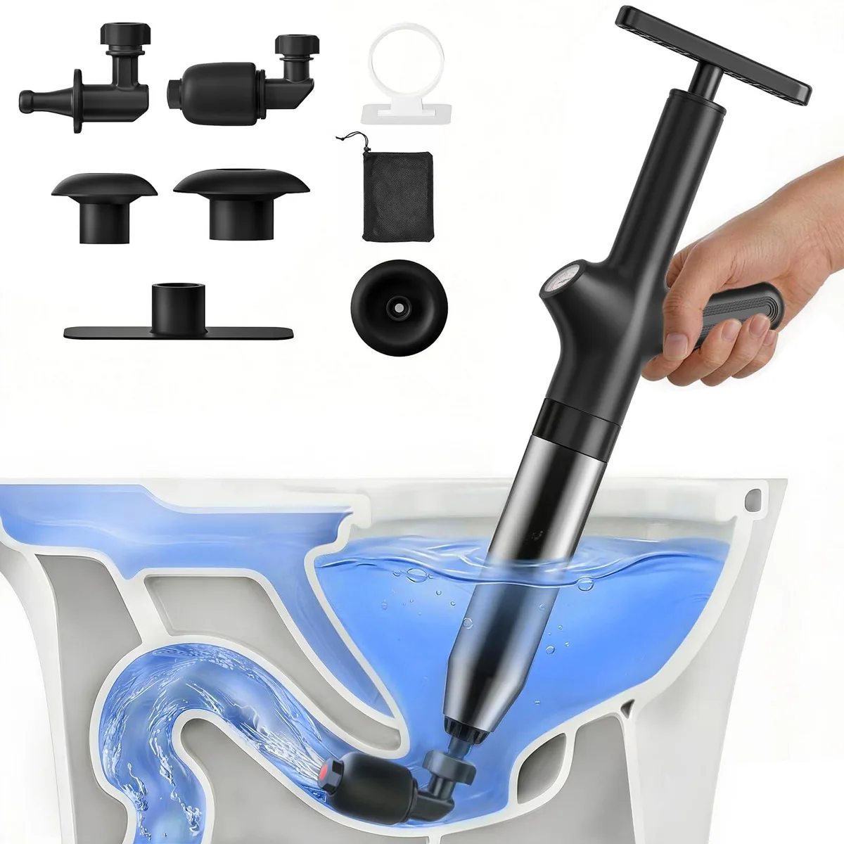 High Pressure Toilet Plunger with Barometer — product photo
