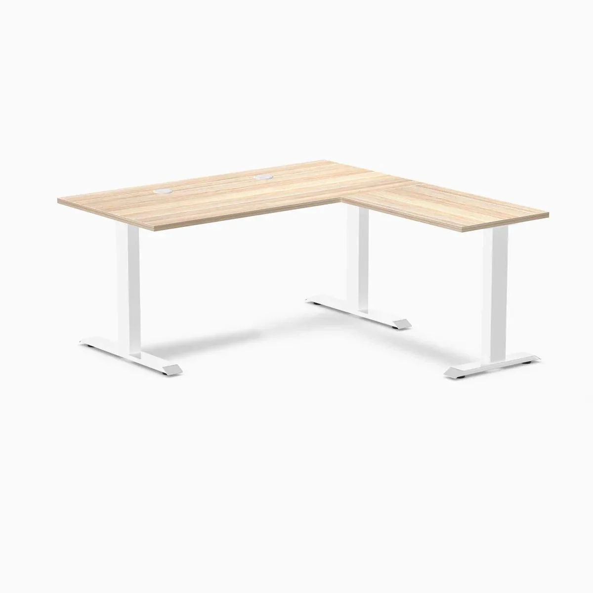 Desky Desky Zero Laminate L-Shape Desk Classic Oak White 59 x 29.5 x 61 x 19.7 in Grommets — product photo