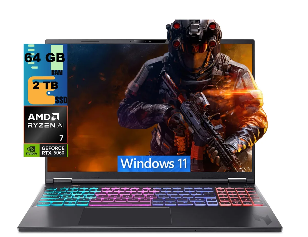 Acer America Acer America Nitro 16S gaming laptop, Ryzen AI 7 350, RTX 5060, 64GB DDR5, 2TB PCIe — product photo