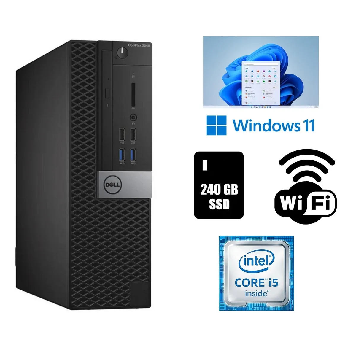 DELL DELL OptiPlex 3040 SSF i5-6500 16GB 240GB SSD Wi-Fi Win 11 Pro desktop PC — product photo