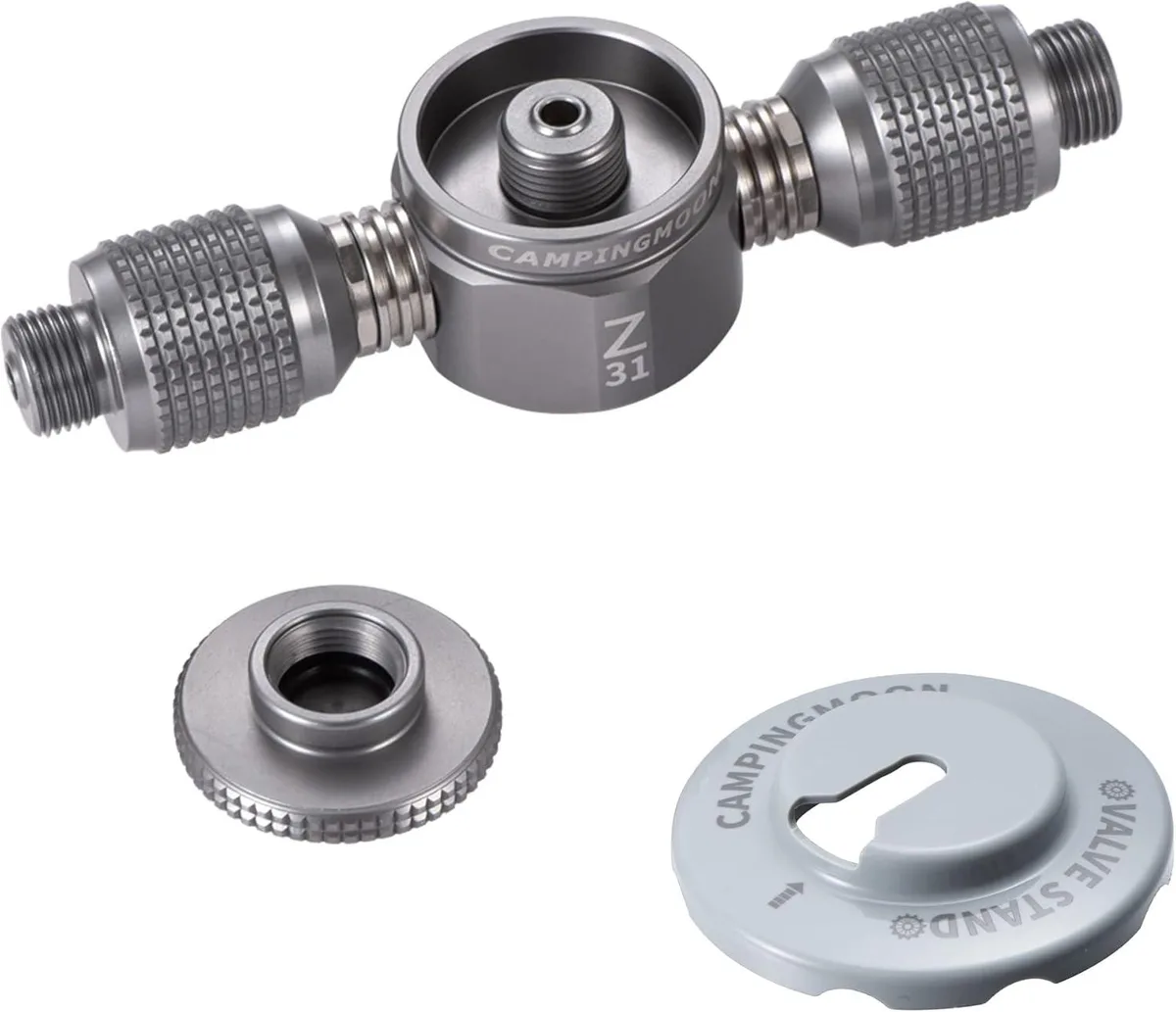 CNC-machined duralumin three-outlet stove adapter with knurled finish