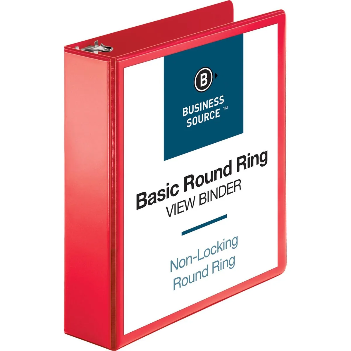 Red 2-inch round-ring binder with clear overlay and two interior pockets
